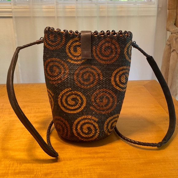 Okpta Handbags - Okpta Whicker and Leather Backpack